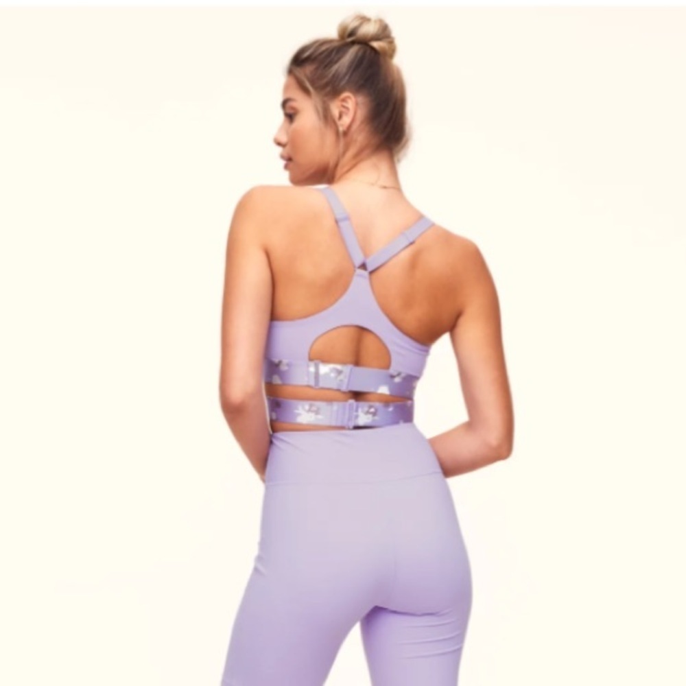 Adore Me Maven medium impact sports bra Purple Rose print Large New with tag - Picture 3 of 15